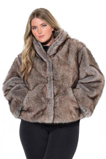 Ulla Popken 854617 Jacka i fuskpäls Beige - Jackor - Damjackor i stora storlekar