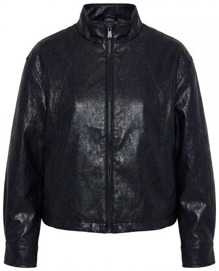 Ulla Popken 854795 Bikerjacka i skinnimitation Svart - Jackor - Damjackor i stora storlekar