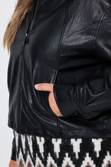 Ulla Popken 854795 Bikerjacka i skinnimitation Svart - Jackor - Damjackor i stora storlekar