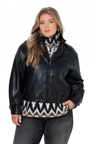 Ulla Popken 854795 Bikerjacka i skinnimitation Svart - Jackor - Damjackor i stora storlekar