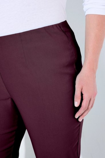 Ulla Popken 854910 Varma stretchbyxor med resårmidja Aubergine - Tygbyxor - Vida byxor för kvinnor i plusstorlek
