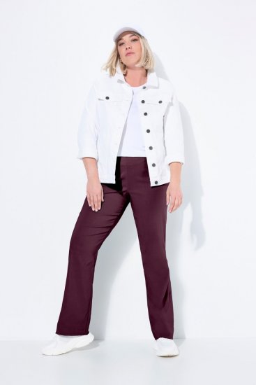 Ulla Popken 854910 Varma stretchbyxor med resårmidja Aubergine - Tygbyxor - Vida byxor för kvinnor i plusstorlek