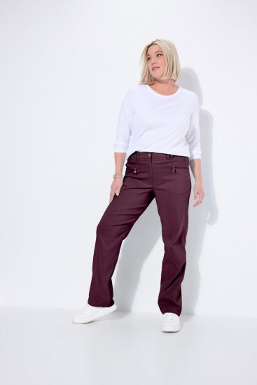 Ulla Popken 854987 Varma stretchbyxor med komfortlinning Aubergine - Tygbyxor - Vida byxor för kvinnor i plusstorlek