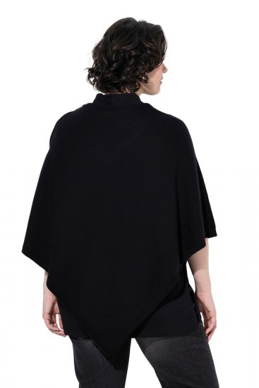 Ulla Popken 855277 Stickponcho med uddkant och båtringning Svart - Ponchos & capes - 