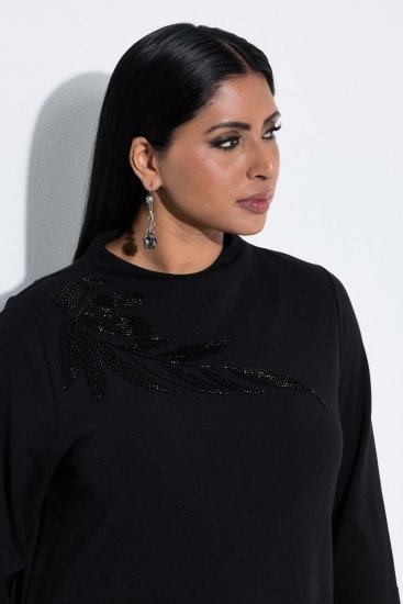 Ulla Popken 855373 Mönstrad jerseyklänning Svart - Jerseyklänningar - 