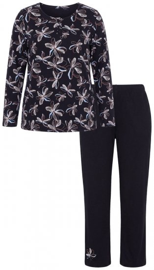 Ulla Popken 856134 Blommig pyjamas Svart - Pyjamas/Loungewear - 