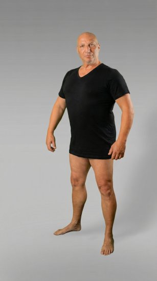 20 Nodi 9001 Short Sleeve V-Neck in Stretch Cotton Black - Undertröjor - 