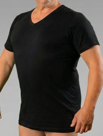 20 Nodi 9001 Short Sleeve V-Neck in Stretch Cotton Black - Undertröjor - 