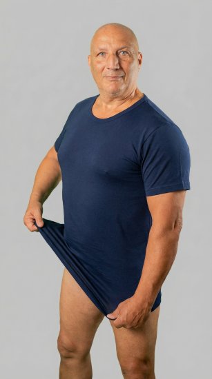 20 Nodi 9002 Short Sleeve Crew Neck in Stretch Cotton Navy - Undertröjor - 