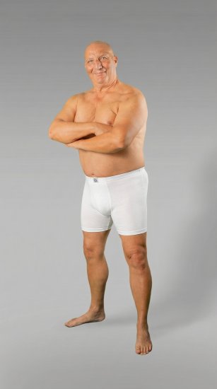 20 Nodi 938 Stretch Cotton Boxer with Embroidered Long Leg White - Boxershorts - Boxershorts för herrar i stora storlekar