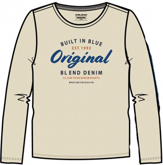 Blend T-Shirt 4933 Cloud Cream - T-shirts - Stora T-shirts - 2XL-14XL