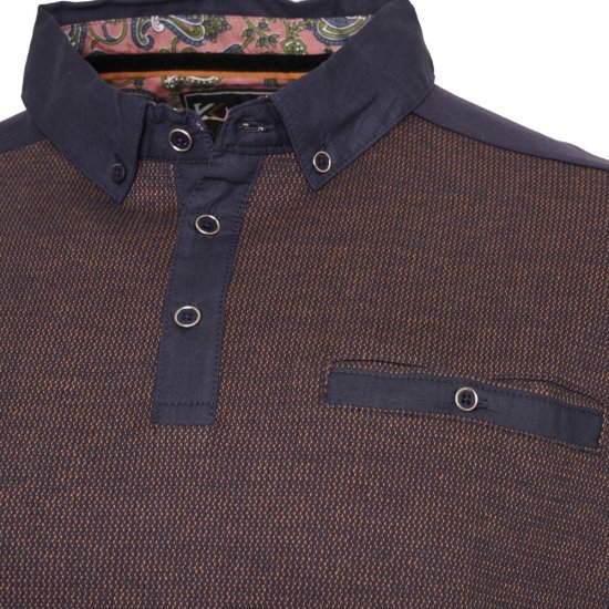 Kam Jeans 5490 Jersey Weave Contrast Polo Navy - Pikétröjor - Stora pikétröjor - 2XL-8XL