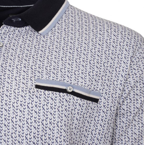 Kam Jeans 5487 Dobby Print Pique Polo White - Pikétröjor - Stora pikétröjor - 2XL-8XL