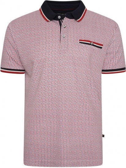 Kam Jeans 5487 Dobby Print Pique Polo Red - Pikétröjor - Stora pikétröjor - 2XL-8XL