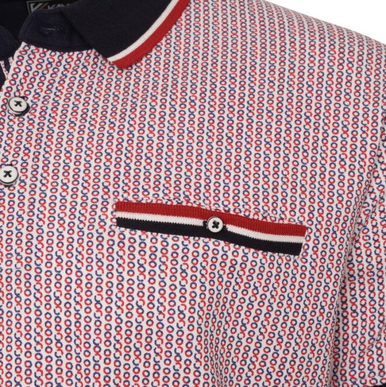 Kam Jeans 5487 Dobby Print Pique Polo Red - Pikétröjor - Stora pikétröjor - 2XL-8XL