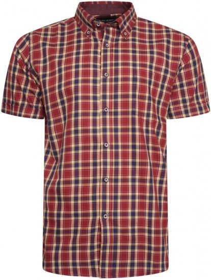 Kam Jeans 6282 Casual SS Check Shirt Wine - Skjortor - Stora skjortor - 2XL-8XL