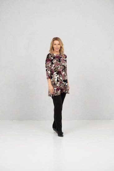 Scandinavian Caramel Flower Petals Tunic Brown - Tryckta T-shirts för dam i stora storlekar - 