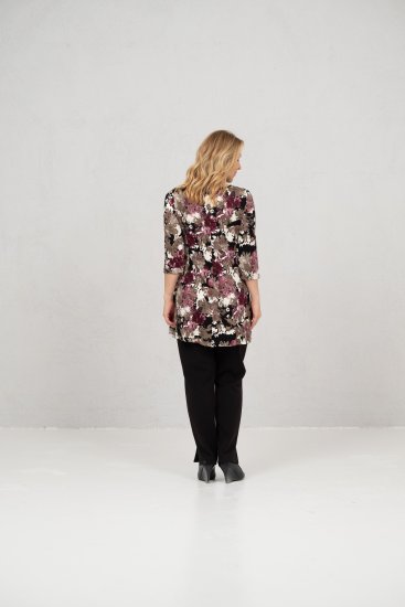 Scandinavian Caramel Flower Petals Tunic Brown - Tryckta T-shirts för dam i stora storlekar - 