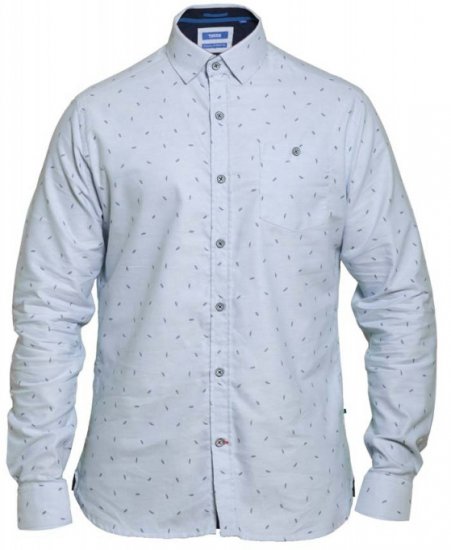 D555 Addington Printed Oxford Shirt Blue - Skjortor - Stora skjortor - 2XL-8XL