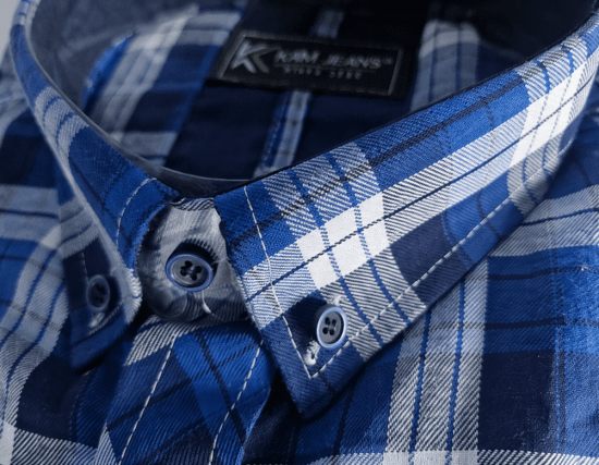 Kam Jeans 6369 Checked Short Sleeve Shirt Blue - Skjortor - Stora skjortor - 2XL-8XL