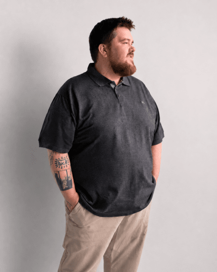 Motley Denim Bratislava Polo Charcoal - Pikétröjor - Stora pikétröjor - 2XL-8XL