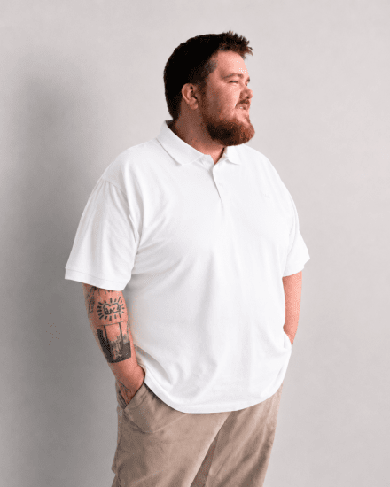 Motley Denim Bratislava Polo White - Pikétröjor - Stora pikétröjor - 2XL-8XL