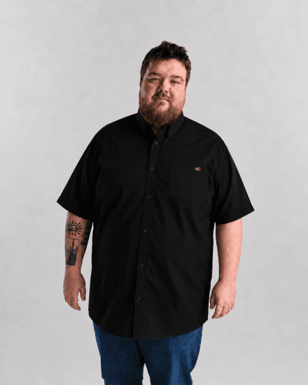 Motley Denim Zagreb Kortärmad Skjorta Svart - Skjortor - Stora skjortor - 2XL-8XL
