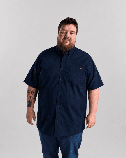 Motley Denim Zagreb Kortärmad Skjorta Marinblå - Skjortor - Stora skjortor - 2XL-8XL