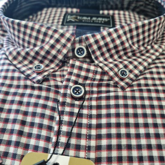 Kam Jeans 6302 Casual Gingham Check Shirt Navy - Skjortor - Stora skjortor - 2XL-8XL