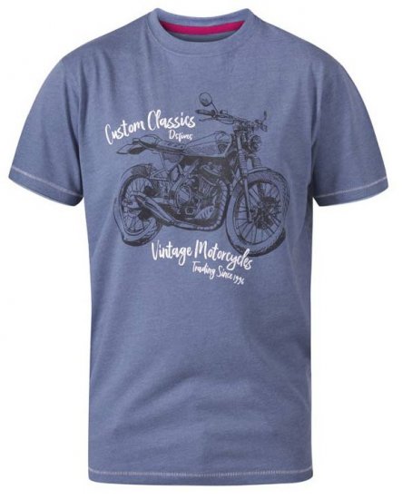 D555 Conor Motorcycle Crew Neck T-Shirt Denim Marl - T-shirts - Stora T-shirts - 2XL-14XL