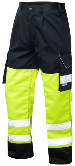 Leo Bideford Cargo Pants Hi-Vis Yellow/Navy - Arbetskläder - Arbetskläder i stora storlekar