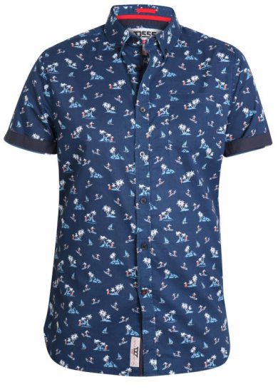 D555 Davian Hawaii Shirt Navy - Skjortor - Stora skjortor - 2XL-8XL