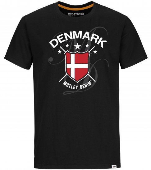 Motley Denim Denmark T-shirt Black - T-shirts - Stora T-shirts - 2XL-14XL