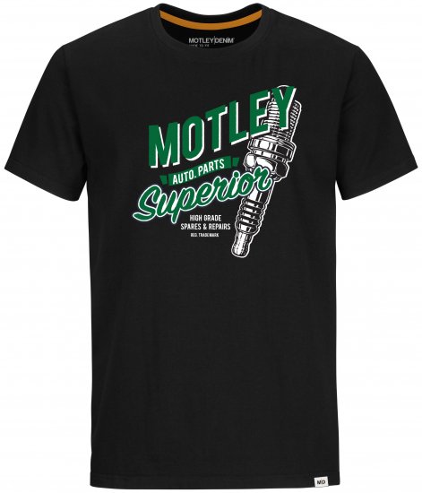Motley Denim Derry T-shirt Green on Black - T-shirts - Stora T-shirts - 2XL-14XL