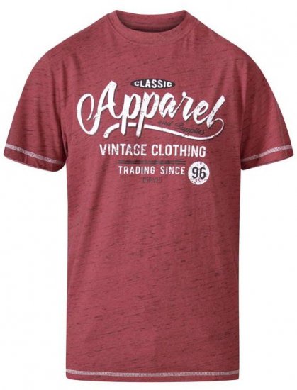 D555 Douglas Classic Apparel Crew Neck Printed T-Shirt Red Reno - T-shirts - Stora T-shirts - 2XL-14XL