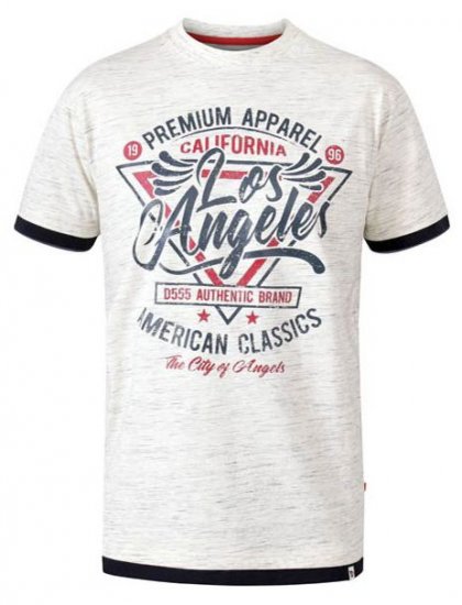 D555 Ellwood Los Angeles Crew Neck Printed T-Shirt Off White Reno - T-shirts - Stora T-shirts - 2XL-14XL
