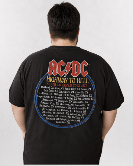 D555 Hugh Official ACDC Highway To Hell T-shirt med tryck Svart - T-shirts - Stora T-shirts - 2XL-14XL