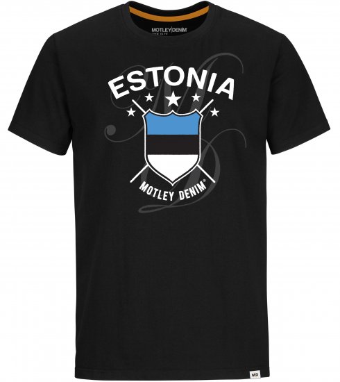 Motley Denim Estonia T-shirt Black - T-shirts - Stora T-shirts - 2XL-14XL