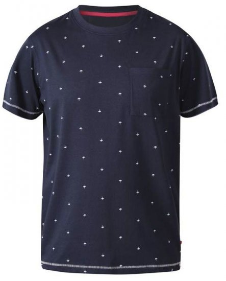 D555 Forbes Umbrella Printed Crew Neck T-Shirt Navy - T-shirts - Stora T-shirts - 2XL-14XL