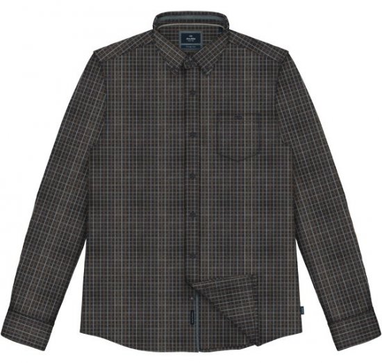 Double Outfitters FS-5230 Rutig skjorta Mörkblå/Brun - Skjortor - Stora skjortor - 2XL-8XL