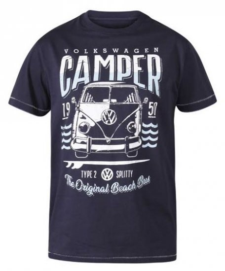 D555 Gorton Official Licensed VW Product Campervan Printed T-Shirt Navy - T-shirts - Stora T-shirts - 2XL-14XL