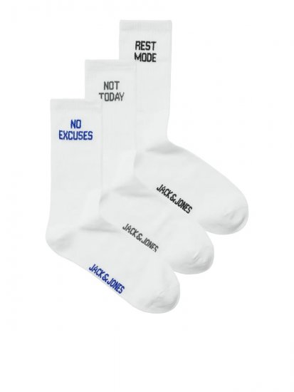 Jack & Jones Power Statements Tennisstrumpor Vit 3-pack - Underkläder & badkläder - Stora underkläder för män