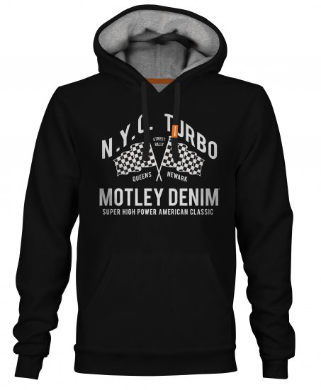 Motley Denim Halifax Hoodie Black - Tröjor & Hoodies - Stora hoodies & tröjor - 2XL-14XL