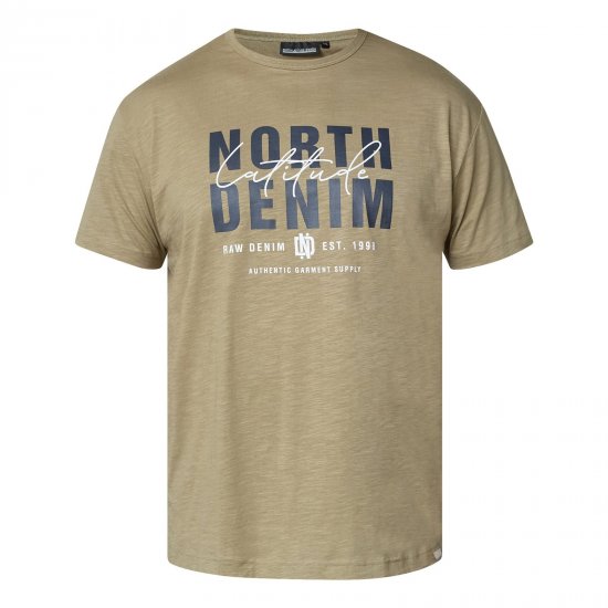 North Latitude T-Shirt Slub With Print Brun/Beige - T-shirts - Stora T-shirts - 2XL-14XL