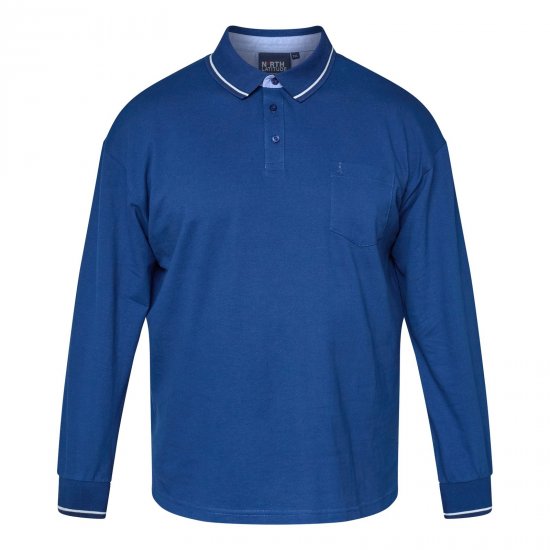 North Latitude Superflex Polo LS Blå - Pikétröjor - Stora pikétröjor - 2XL-8XL