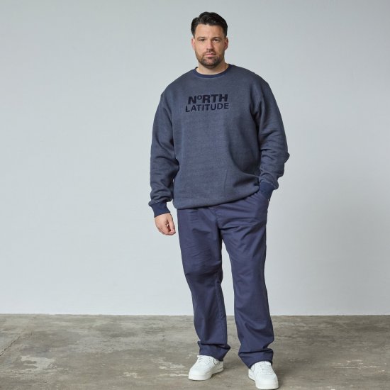 North Latitude Crewneck Logo Sweat Mörkblå - TALL tröjor - TALL sweatshirts för långa män
