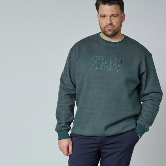 North Latitude Crewneck Logo Sweat Grön/Khaki - Tröjor & hoodies - Stora hoodies & tröjor - 2XL-14XL