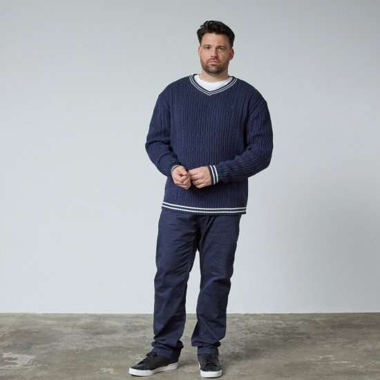 North Latitude V-Neck Knit Mörkblå - TALL tröjor - TALL sweatshirts för långa män