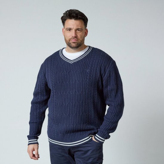 North Latitude V-Neck Knit Mörkblå - Tröjor & hoodies - Stora hoodies & tröjor - 2XL-14XL
