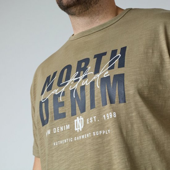North Latitude T-Shirt Slub With Print Brun/Beige - T-shirts - Stora T-shirts - 2XL-14XL